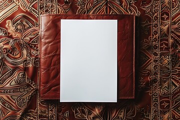 Blank flyer poster. Blank paper sheet to replace your design. Mock up. Top view
