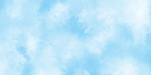 blue watercolor gradient paint grunge sky clouds texture, abstract painted clouds in sky in the winter morning, Light blue background with watercolor. 