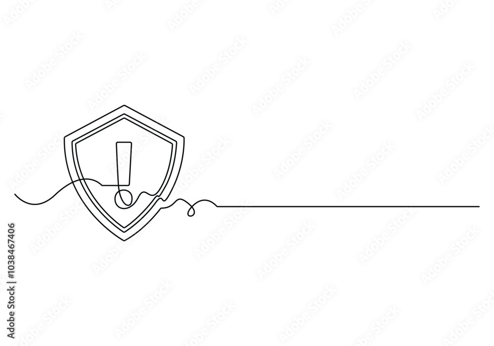 Aufkleber shield in one continuous line drawing. security shield drawn in one line. safety and protection conc