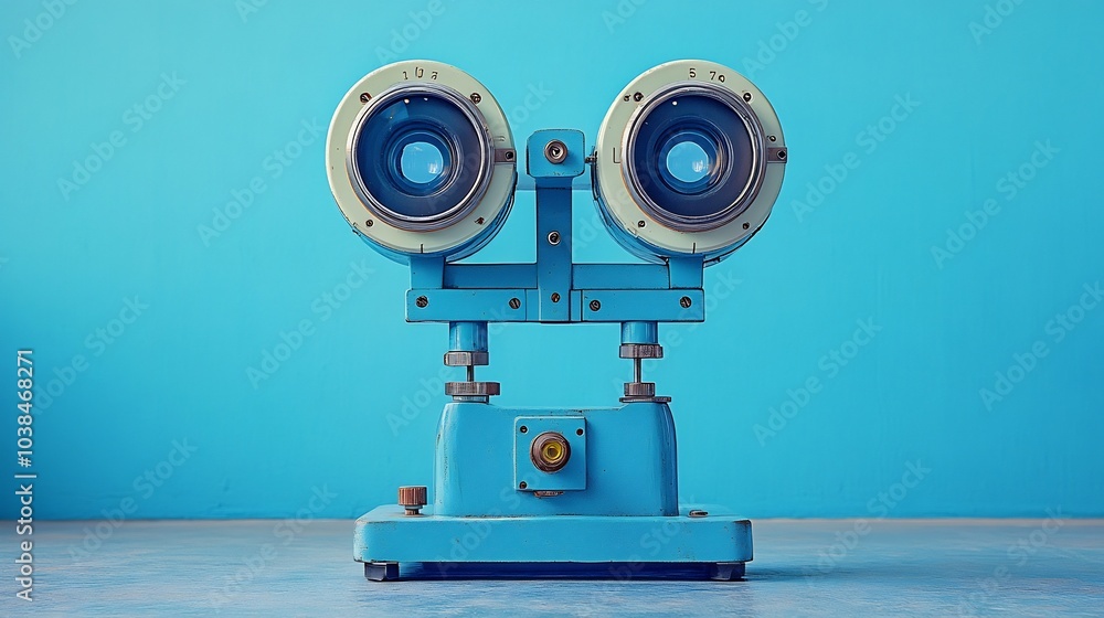 Poster phoropter machine used eyesight testing set on a minimalistic background representing ophthalmology 