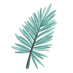 African cartoon date palm branch. Funny tropical date tree twig with narrow shape green leaves, element of tribal pattern. Flora, plantation mascot, cartoon native plant of Africa vector illustration