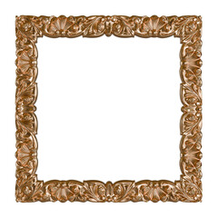 Elegant Gold Baroque Frame - Ornate 3D Render for Classic Art, Interior Decoration, and Royal Designs