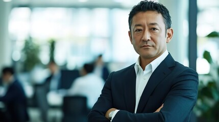 Fototapeta premium 腕組みをする中堅ビジネスマン01