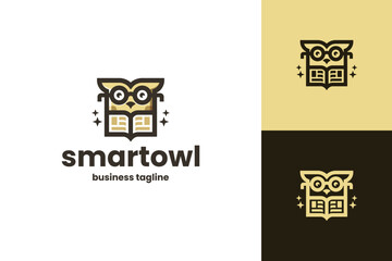 smart geek owl logo vector