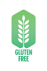 gluten free concept. green gluten free logo. spike symbol and gluten free concept on white background