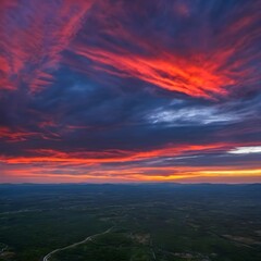 Fototapeta premium Blazing Skies: The Majestic Red Fire Sunset Cloudscape