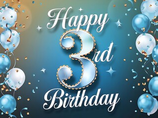 Elegant Happy 3rd Birthday Card