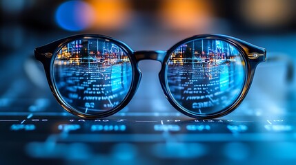 Test glasses eye exams set against a vision optometry background with a clear letter diagram promoting eye health diagnostics and prevention creating awareness on Health Day with copy space