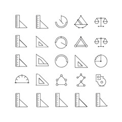Measurement and Geometry Icon Set  Minimalist Line Art Vector Illustrations