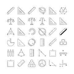 Measurement and Geometry Icon Set  Minimalist Line Art Vector Illustrations