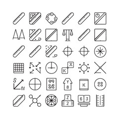 Measurement and Geometry Icon Set  Minimalist Line Art Vector Illustrations