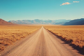 A vast desert landscape unfolds beneath a clear blue sky. Generative Ai
