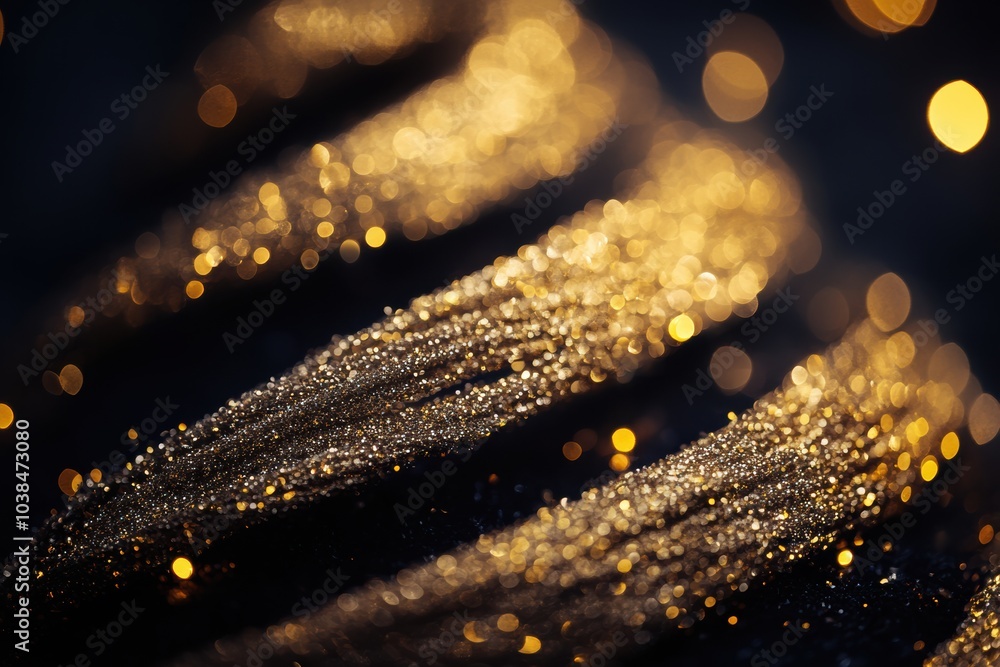 Poster golden and silver lines elegantly intertwine on a dark surface, creating a shimmering silhouette of 