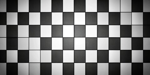 Fototapeta premium A sophisticated black and white chessboard pattern, arranged in a Rule of Thirds composition, perfect for elegant designs, game themes, abstract art, and minimalist aesthetics.