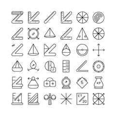 Fototapeta premium Measurement and Geometry Icon Set Minimalist Line Art Vector Illustrations