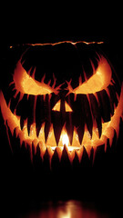 Fototapeta premium Halloween Pumpkin with Creepy Candlelight Glow