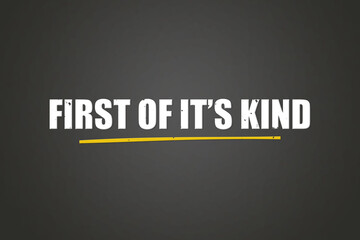 Obraz premium First of it’s kind. A blackboard with white text. Illustration with grunge text style.