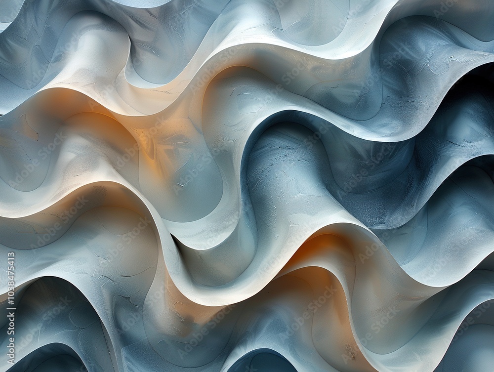 Poster abstract wavy patterns in soft hues create a serene visual texture.