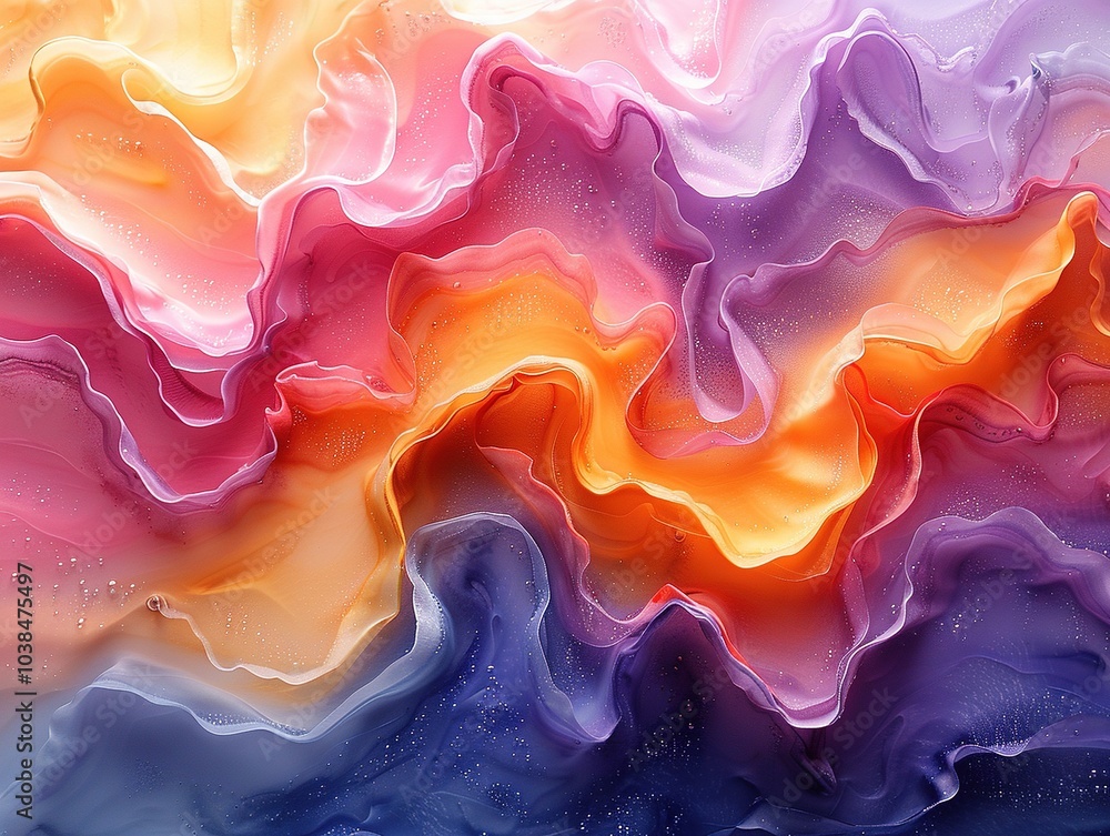 Poster abstract wavy patterns in vibrant colors create a visually striking, fluid design.