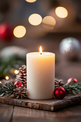 Warm Glow of a Single White Candle