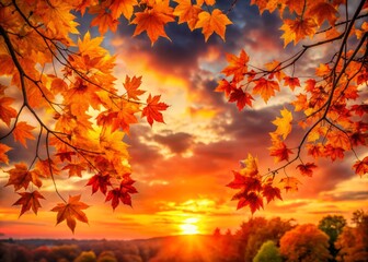 Autumn serenity radiates through warm landscapes, showcasing captivating leaves and silhouetted trees, creating a tranquil scene that invites reflection and appreciation of nature’s beauty.