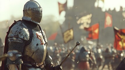Fototapeta premium medieval knight in battle