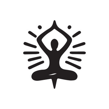 recommend clip art: create a yoga logo icon silhouette vector style with White background, meditation yoga silhouette vector logo icon