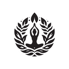 create a yoga logo icon silhouette vector style with White background, meditation yoga silhouette vector logo icon