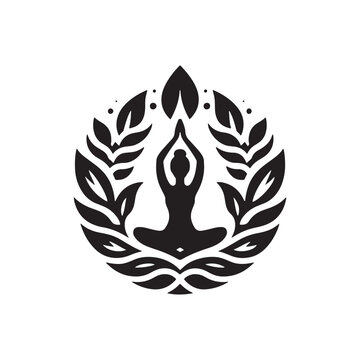 recommend clip art: create a yoga logo icon silhouette vector style with White background, meditation yoga silhouette vector logo icon