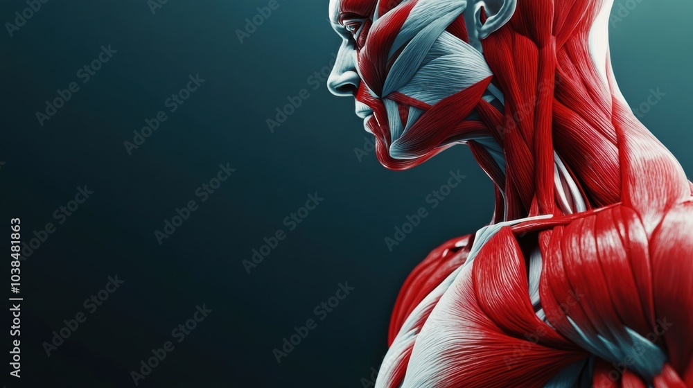 Poster a striking close-up reveals the complex structure of skeletal muscle, emphasizing the anatomy's red 