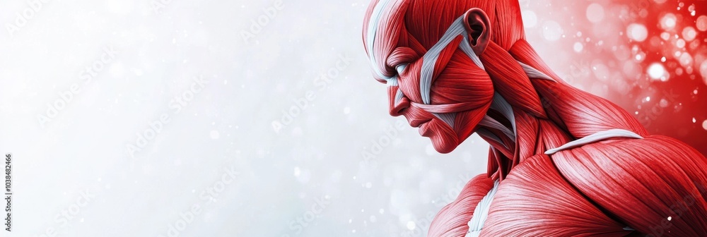 Aufkleber this detailed 3d representation showcases a striking red and white muscle, emphasizing its intricate