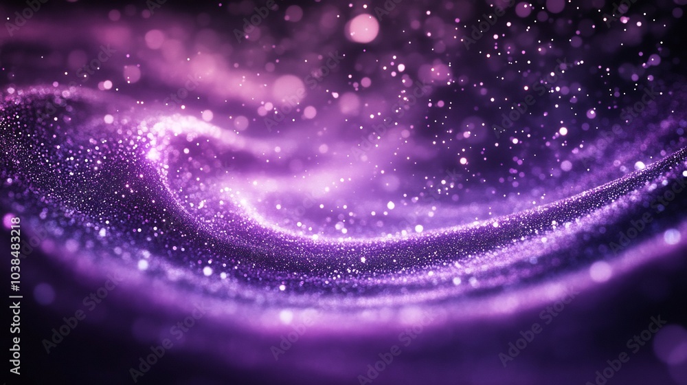 Aufkleber vibrant abstract background featuring swirling particles deep purple and shimmering silver creating 