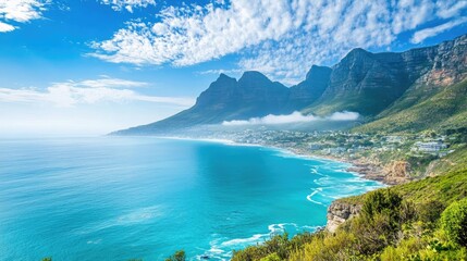 Scenic Coastal Landscape with Majestic Mountains