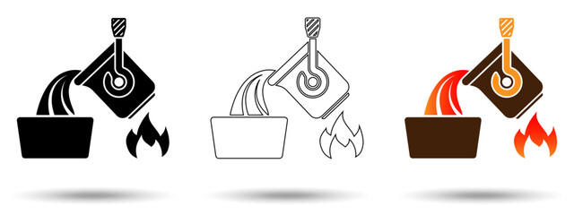 Metallurgy icon. Metallurgy icon on a white background, isolated. The icon has three uses in applications and websites. Vector illustration. Metallurgy icon on a white background.
