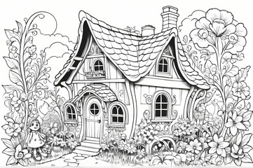 Naklejka premium Enchanting hand-drawn fairytale cottage