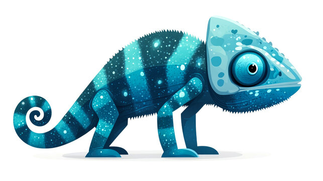 recommend clip art: A blue chameleon with a curled tail and a starry pattern, standing on a white background.