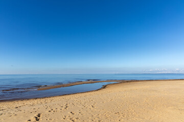 Empty beach and sea horizon in Mellbystrand, Sweden