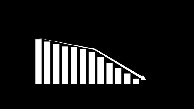 Financial decrease statistic graphic symbol. Financial losses chart. Vector illustration. graph chart.