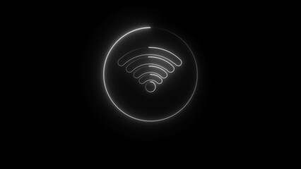 Wifi neon internet signal light glow icon vector. 3d wireless digital router symbol for mobile phone or computer. 4k