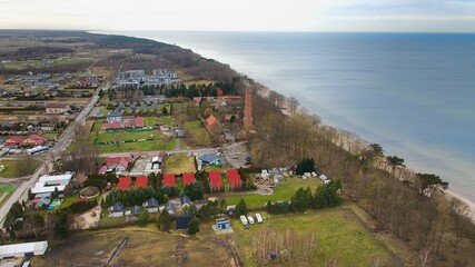 A drone captures Gąski beach, West Pomeranian Voivodeship, Poland,. © Grzegorz