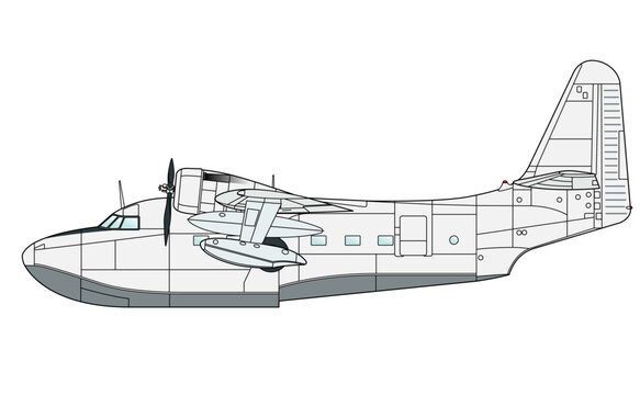 Zweimotoriges Wasserflugzeug