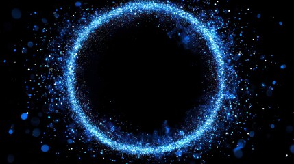 A glowing blue circle of light on a black background.