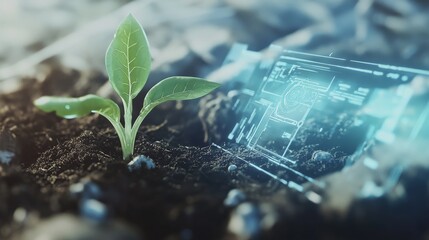 Smart Farming and Sustainable Agriculture with Advanced Digital Technology Monitoring Plant Growth in Fertile Soil