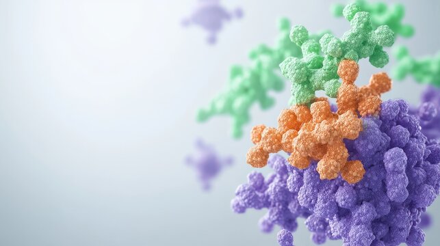 Protein-Ligand Interaction in Molecular Docking Simulation, 3D illustration