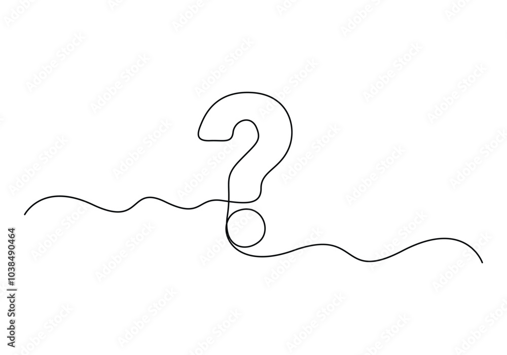 Aufkleber question mark linear background. continuous one line drawing of question mark. vector illustration