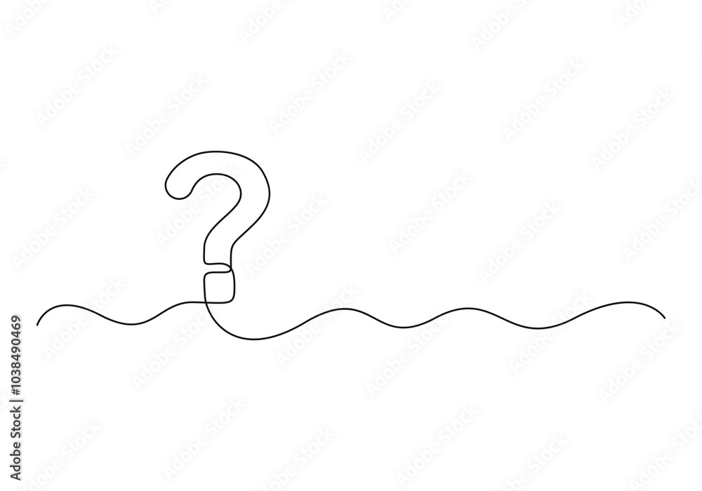 Poster question mark linear background. continuous one line drawing of question mark. vector illustration