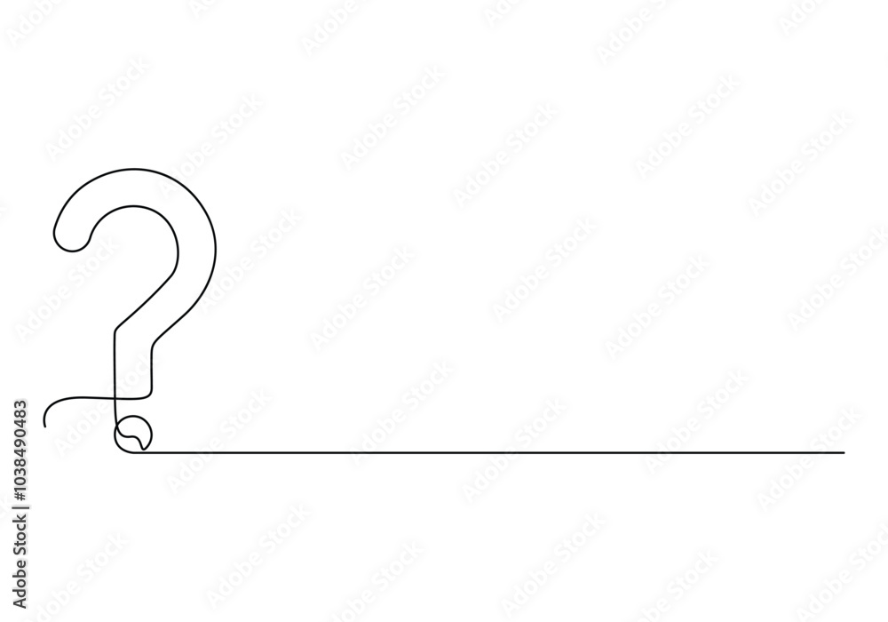 Poster question mark linear background. continuous one line drawing of question mark. vector illustration