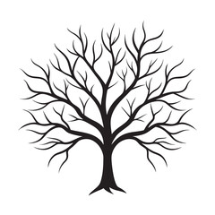 Elegant Tree and Branches Silhouette Vector Illustration