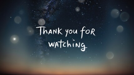 Thank you message appears over stunning milky way sky. Background that says thank you for watching