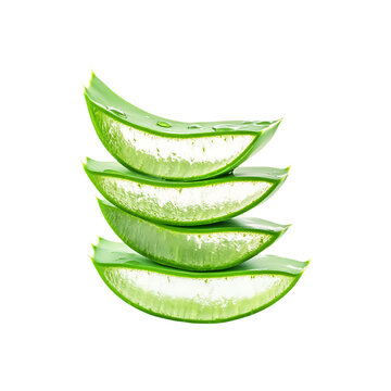 Fresh green aloe vera leaf isolated on a transparent background by AI generative